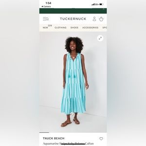 Tuckernuck aquamarine stripe salty Paloma caftan coverup sundress